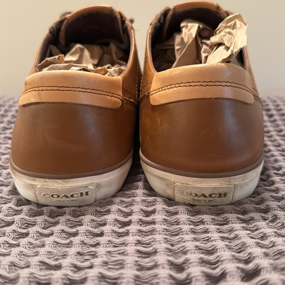 Coach Men's Tan Leather Sneakers - Picture 16 of 16